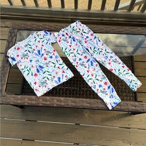Posh Peanut Floral Heart Print Pajama Set Size 5/6T